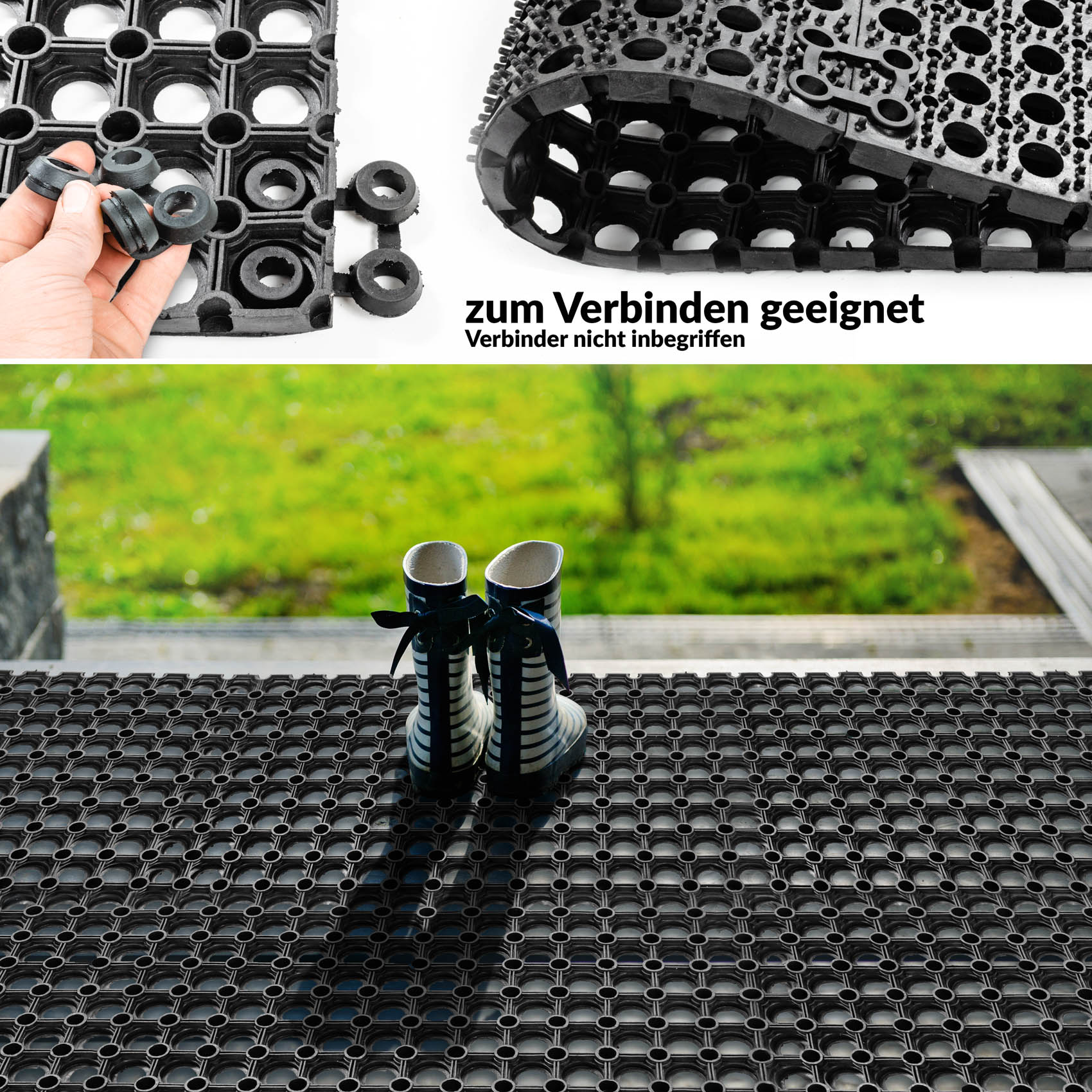 Ringgummimatte Gummi Fußmatte Meterware Breite 100cm