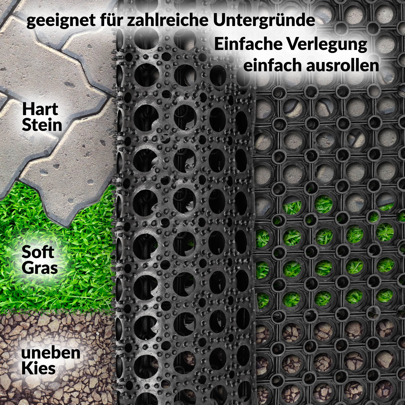 Ringgummimatte Gummi Fußmatte Meterware Breite 100cm