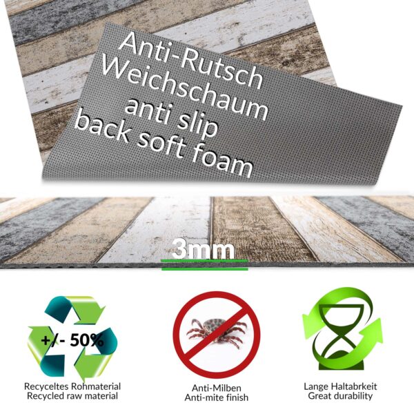 Küchenläufer Küchenteppich Läufer Flur Wood Industry Holz Braun Teppichläufer – RUND 65cm