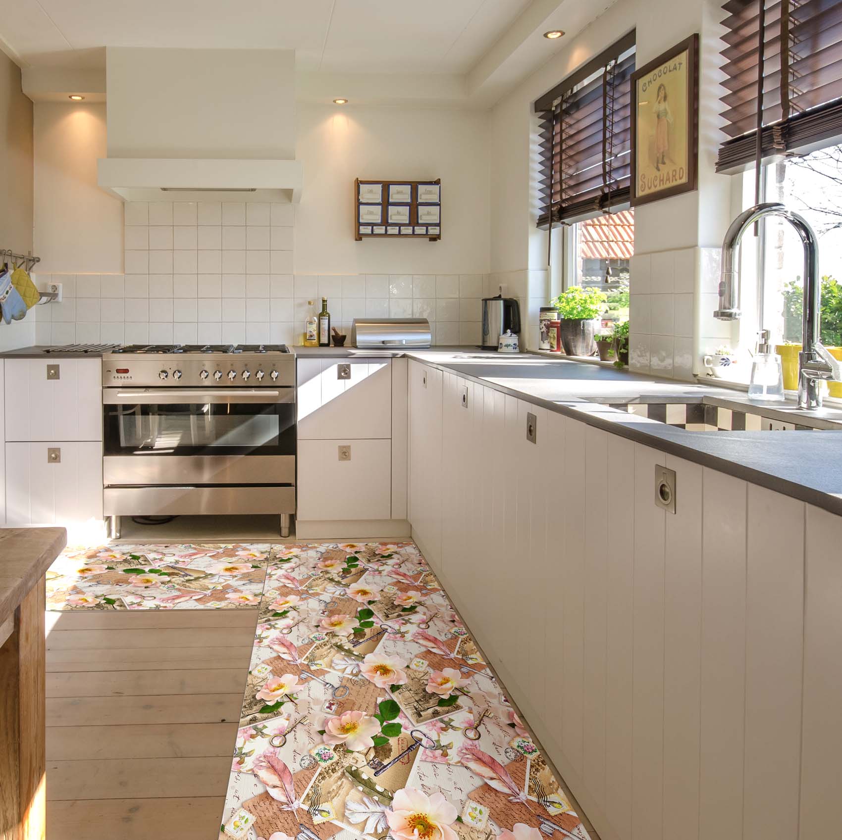 Küchenläufer Küchenteppich Läufer Flur Teppichläufer Vintage Beige 80cm Breit