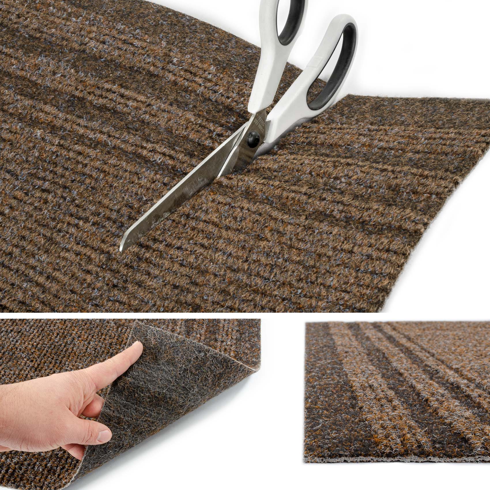 Flurläufer Teppichläufer Sauberlaufmatte Schmutzfangmatte Meterware Braun 67cm Breit