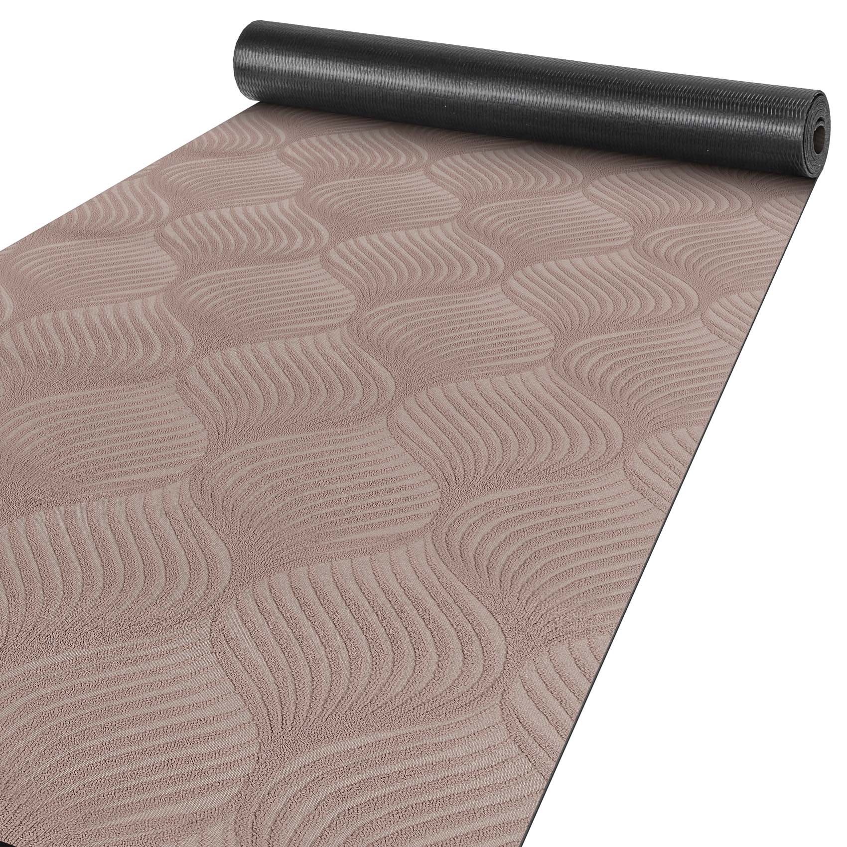 Teppichläufer Velours Küchenläufer Veloursteppich Blätter Ornament Braun 65cm Breit 100x65cm