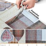 Küchenläufer Teppichläufer Karo Herz Beige rutschfest Läufer abwaschbar | 50cm Breit