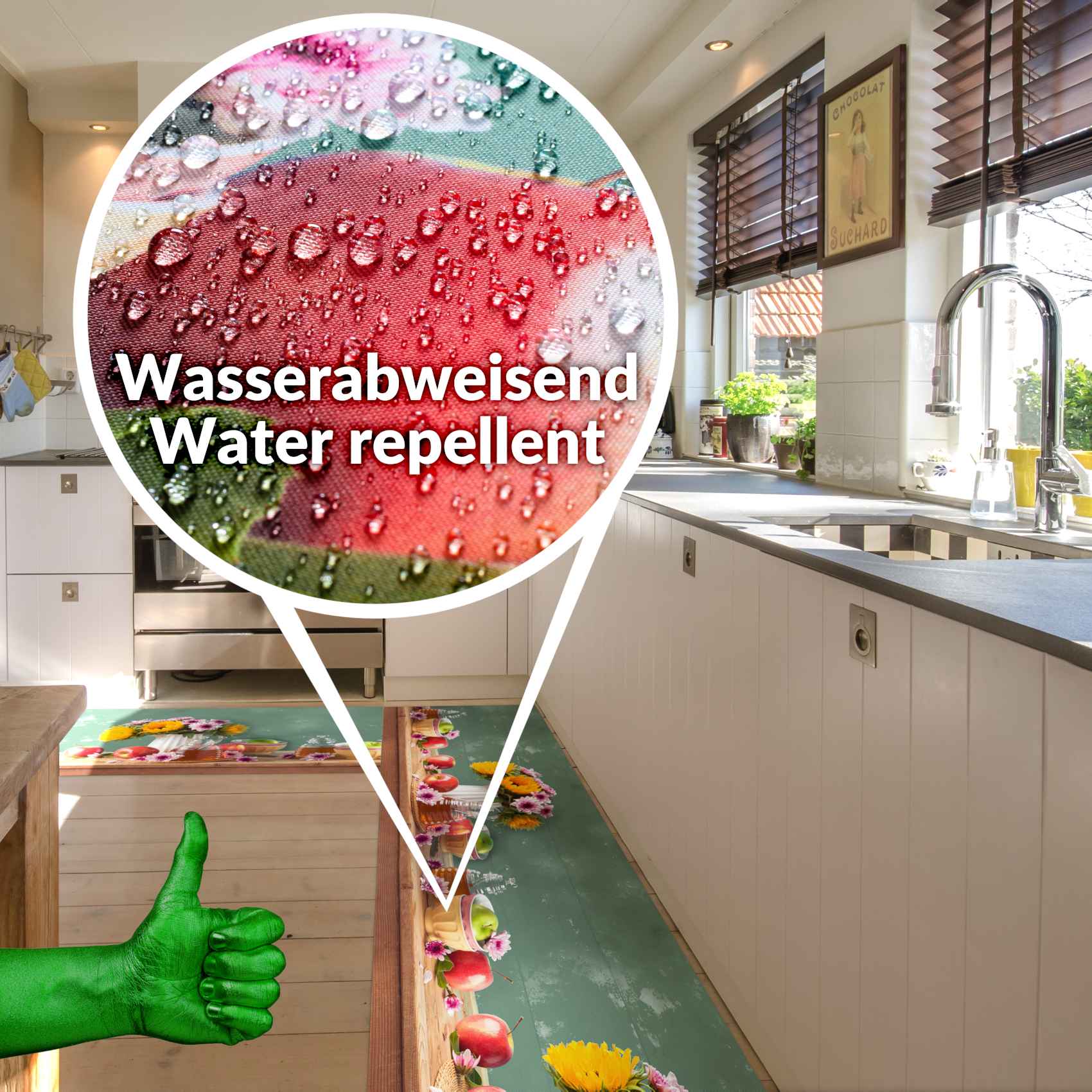 3427849_Product Küchenläufer Küchenteppich Läufer Flur Teppichläufer Blumen Frühling Mehrfarbig 50cm Breit