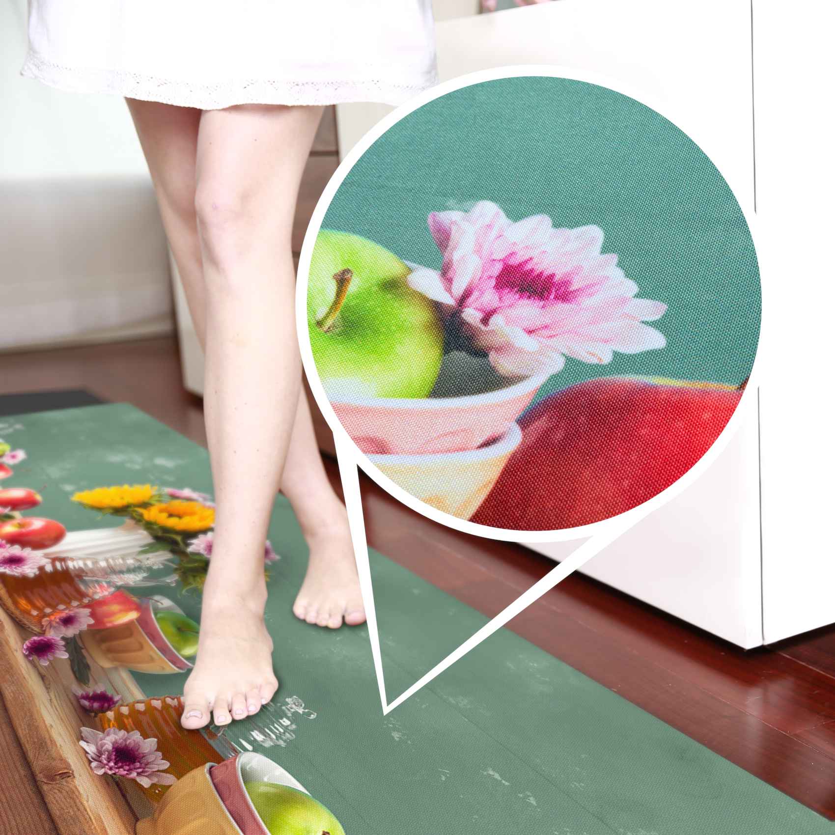 3427851_Product Küchenläufer Küchenteppich Läufer Flur Teppichläufer Blumen Frühling Mehrfarbig 50cm Breit