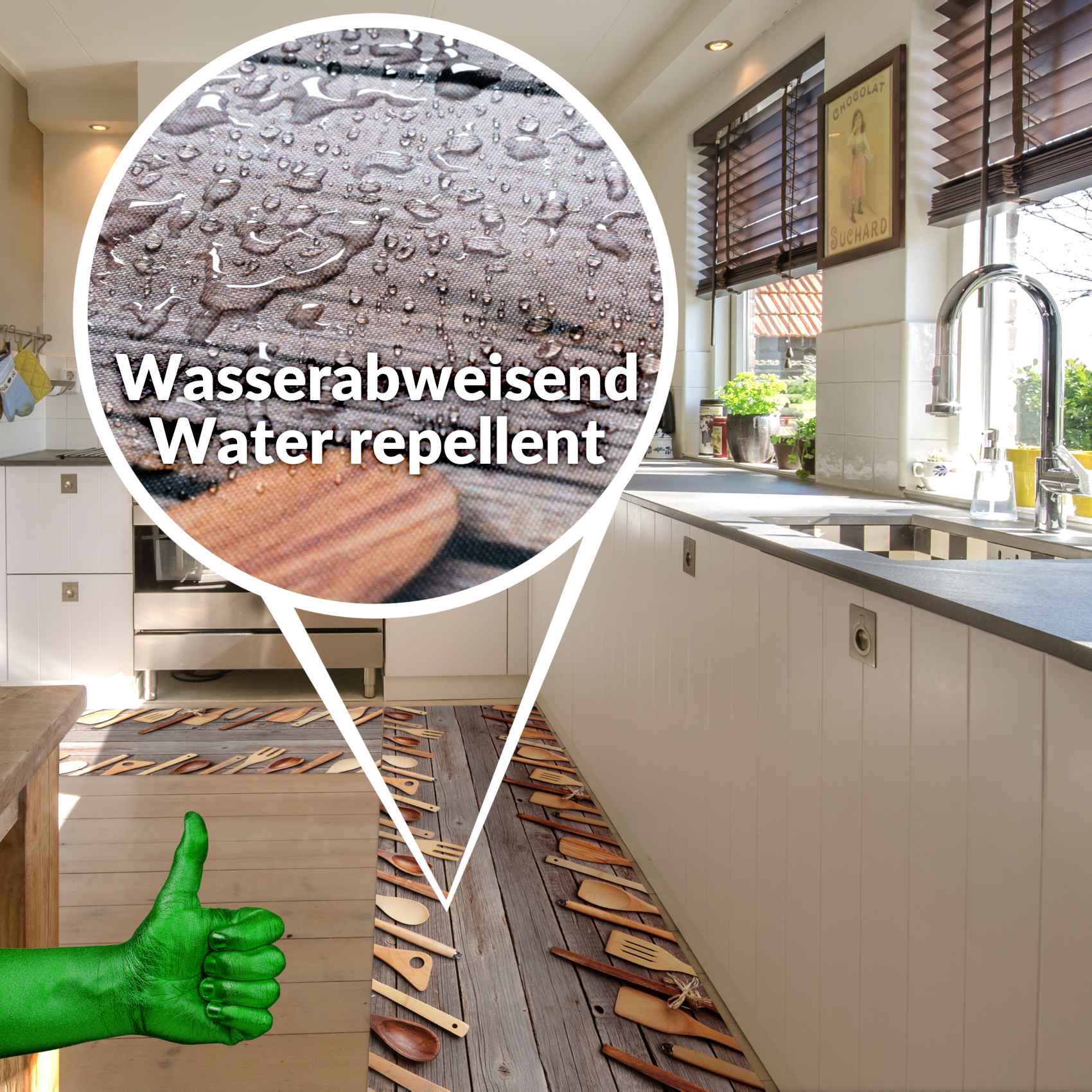 Küchenläufer Küchenteppich Läufer Flur Teppichläufer Holz Dielen Braun 50cm Breit