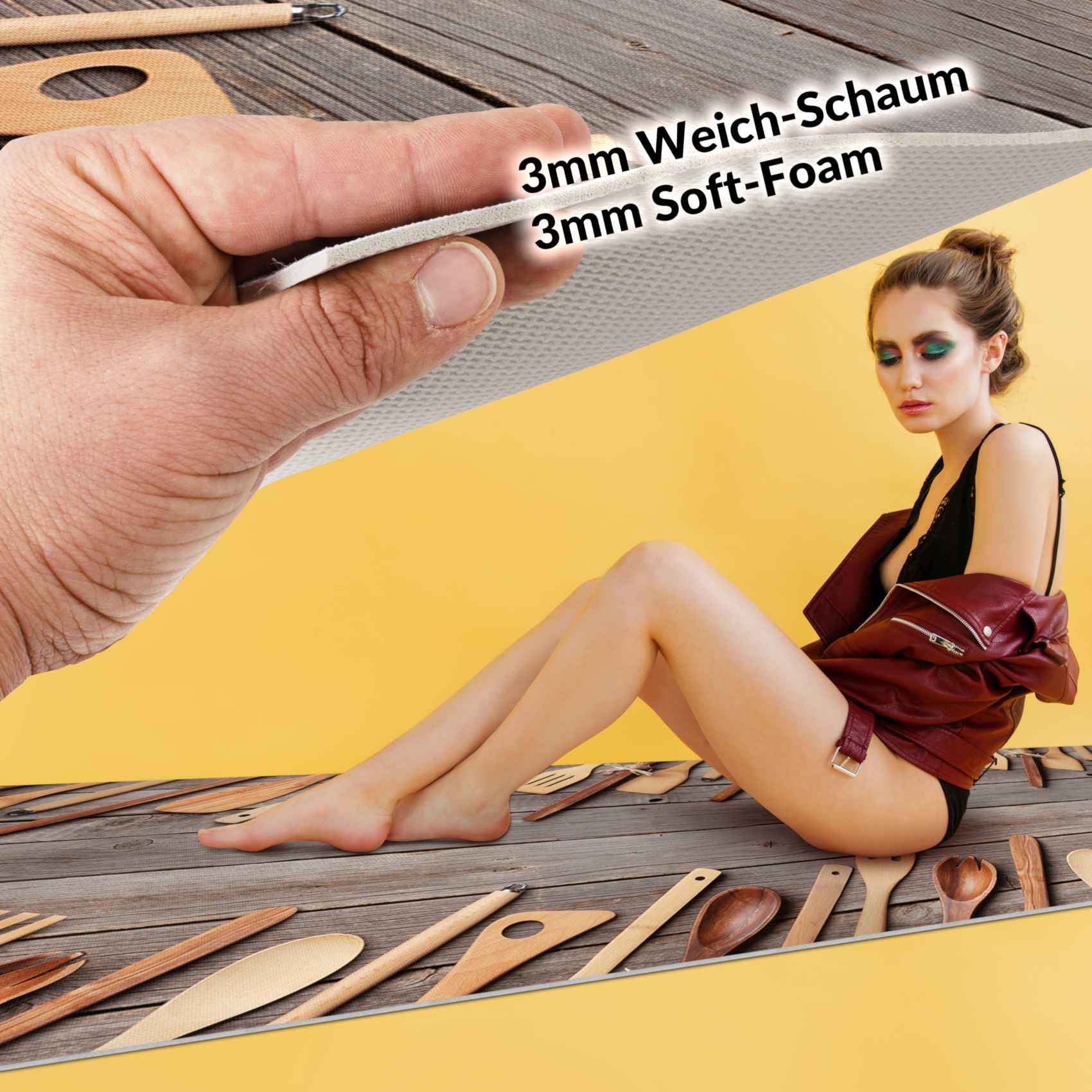 Küchenläufer Küchenteppich Läufer Flur Teppichläufer Holz Dielen Braun 50cm Breit