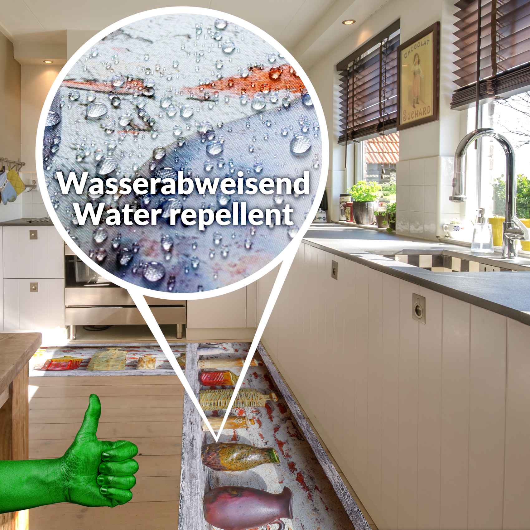 3427863_Product Küchenläufer Küchenteppich Läufer Flur Teppichläufer Rustikal Krug Karaffe Kanne Mehrfarbig 50cm Breit