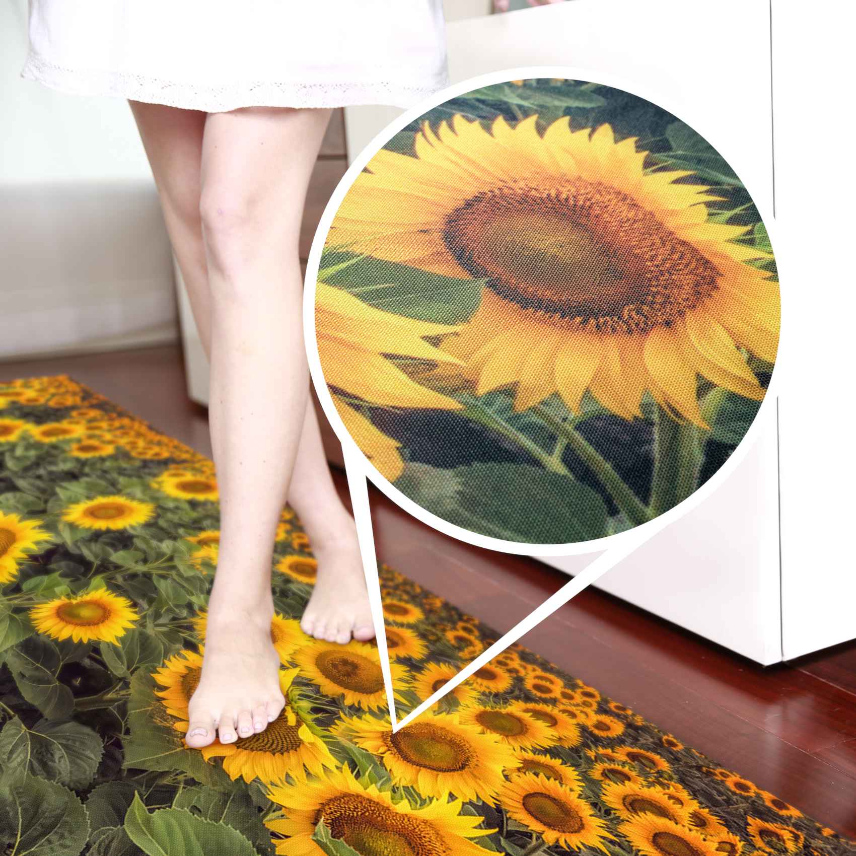 Küchenläufer Küchenteppich Läufer Flur Teppichläufer Sonnenblumen Gelb 50cm Breit