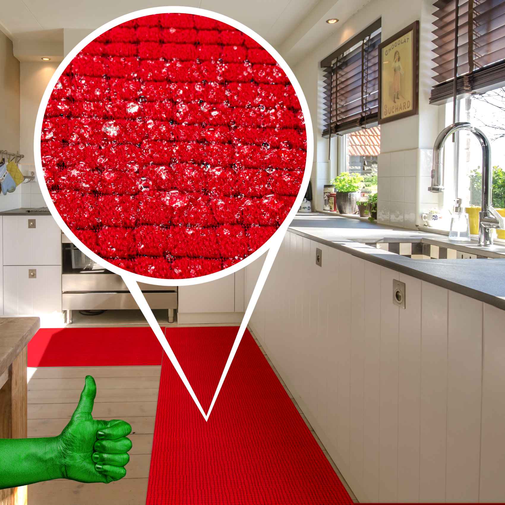 Teppichläufer Flurläufer Küchenläufer Velours rutschfest Wilson Rot 65cm Breit