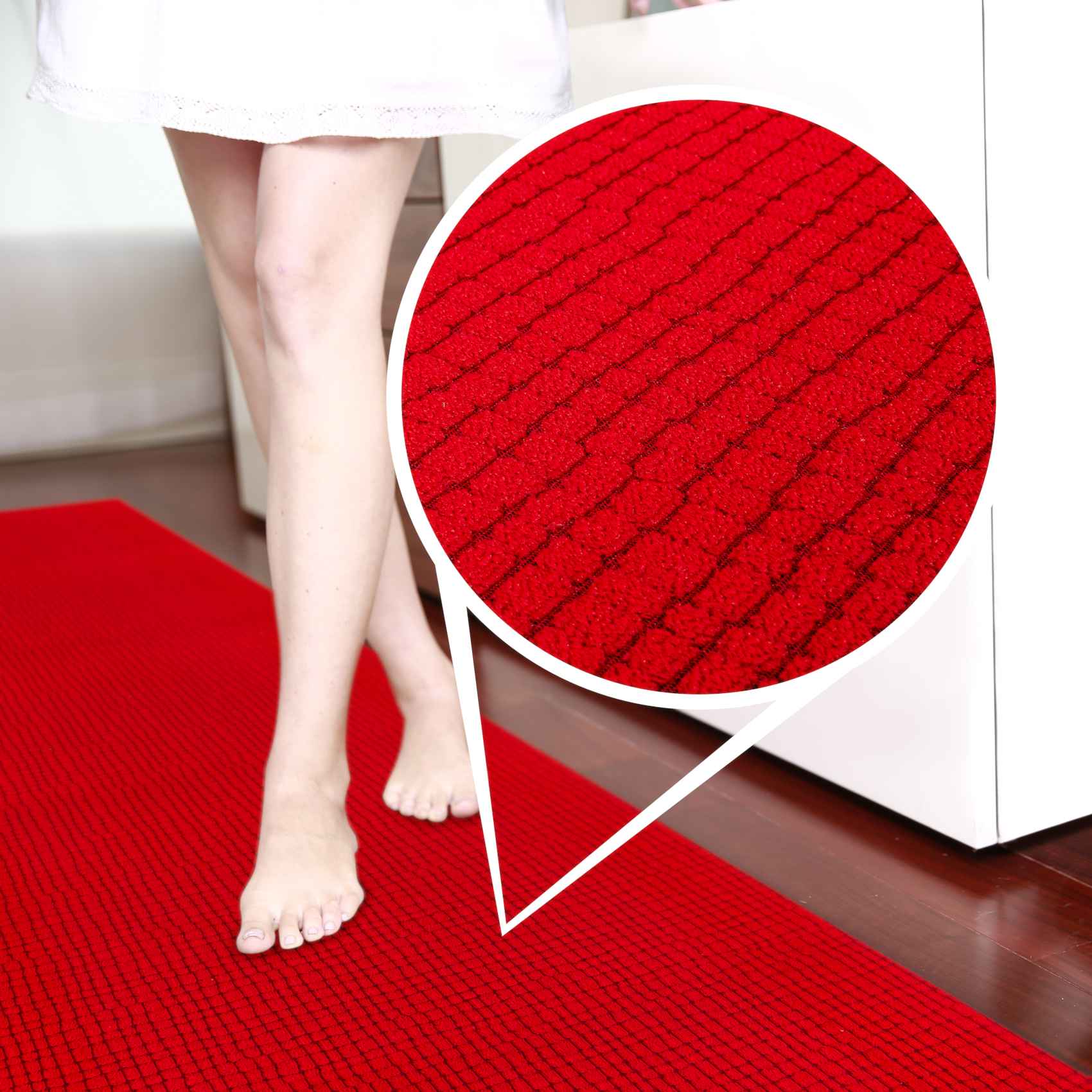 Teppichläufer Flurläufer Küchenläufer Velours rutschfest Wilson Rot 65cm Breit