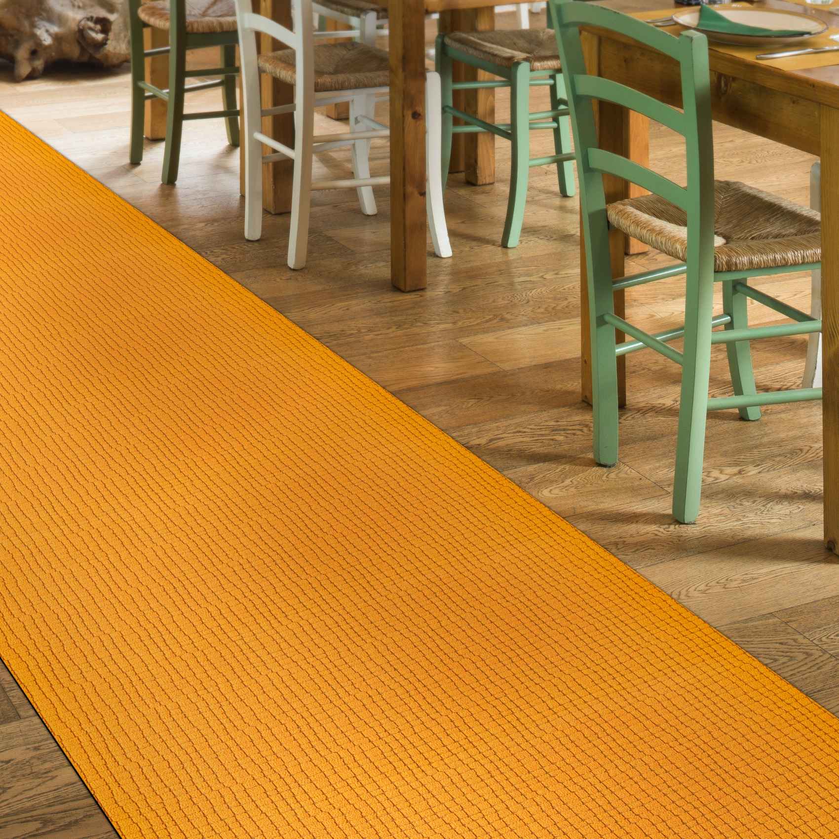NORTHERN BROTHERS Teppichläufer Waschbar 2x6 Fuß - Vintage Design In Orange - Rutschfeste Unterseite Für Flur, Schlafzimmer Oder Küche