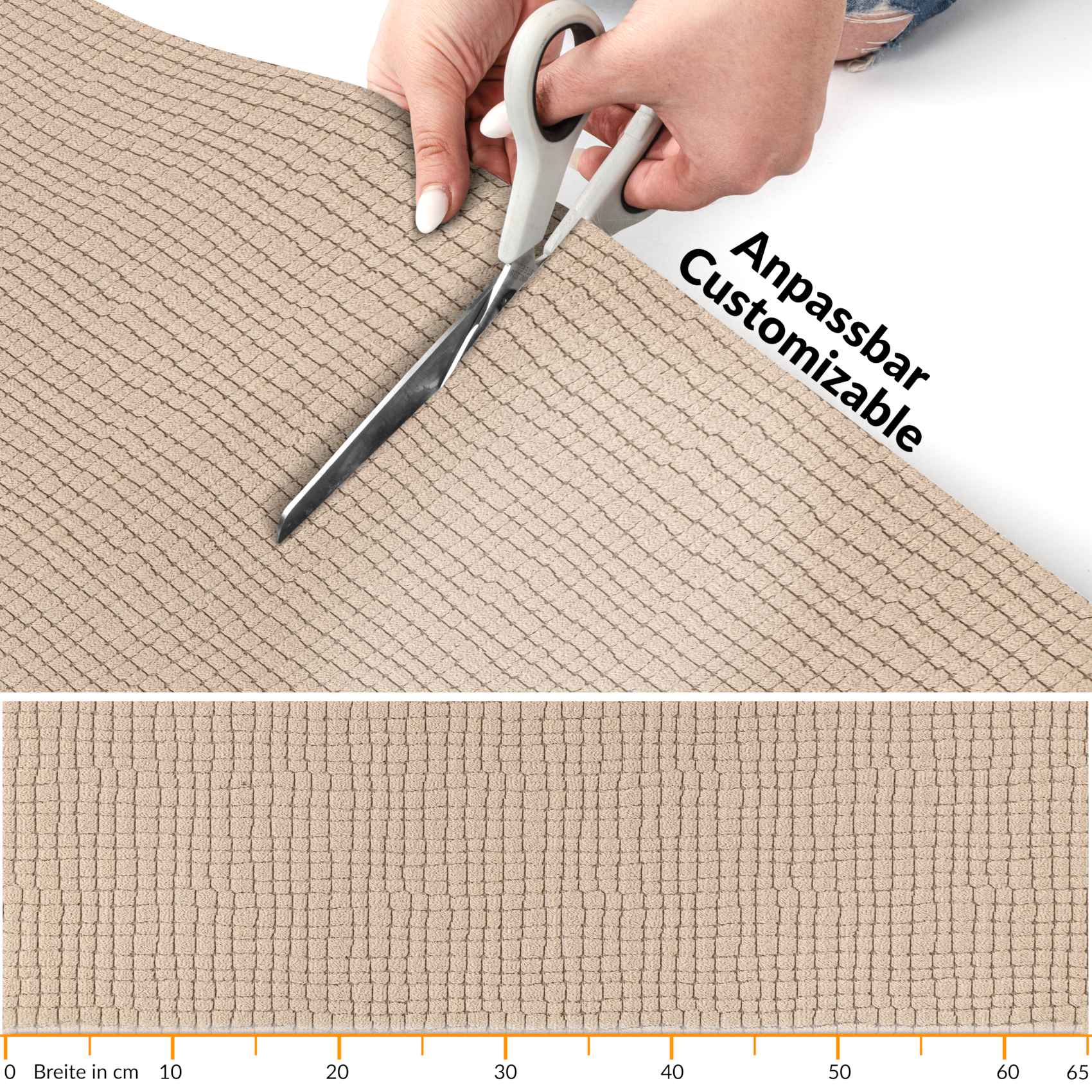 3429397_Product Teppichläufer Flurläufer Küchenläufer Velours Wilson Beige 65cm Breit