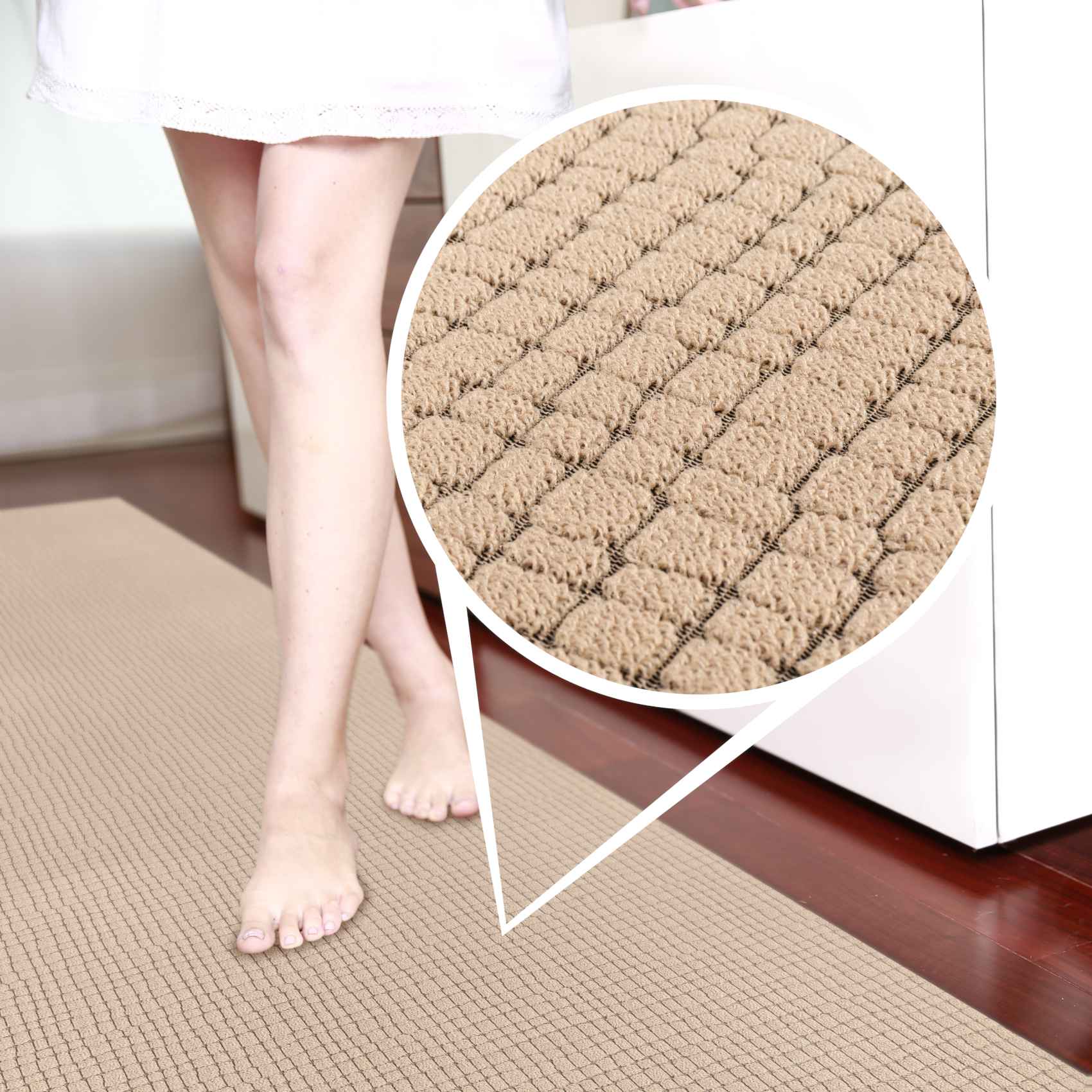 3429401_Product Teppichläufer Flurläufer Küchenläufer Velours Wilson Beige 65cm Breit