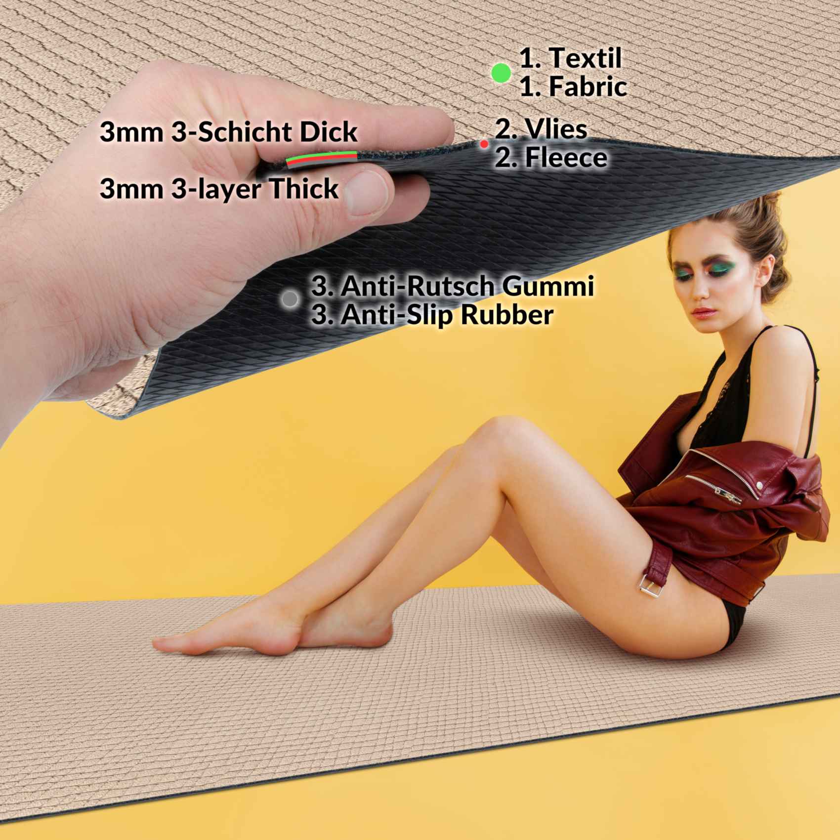 3429402_Product Teppichläufer Flurläufer Küchenläufer Velours Wilson Beige 65cm Breit