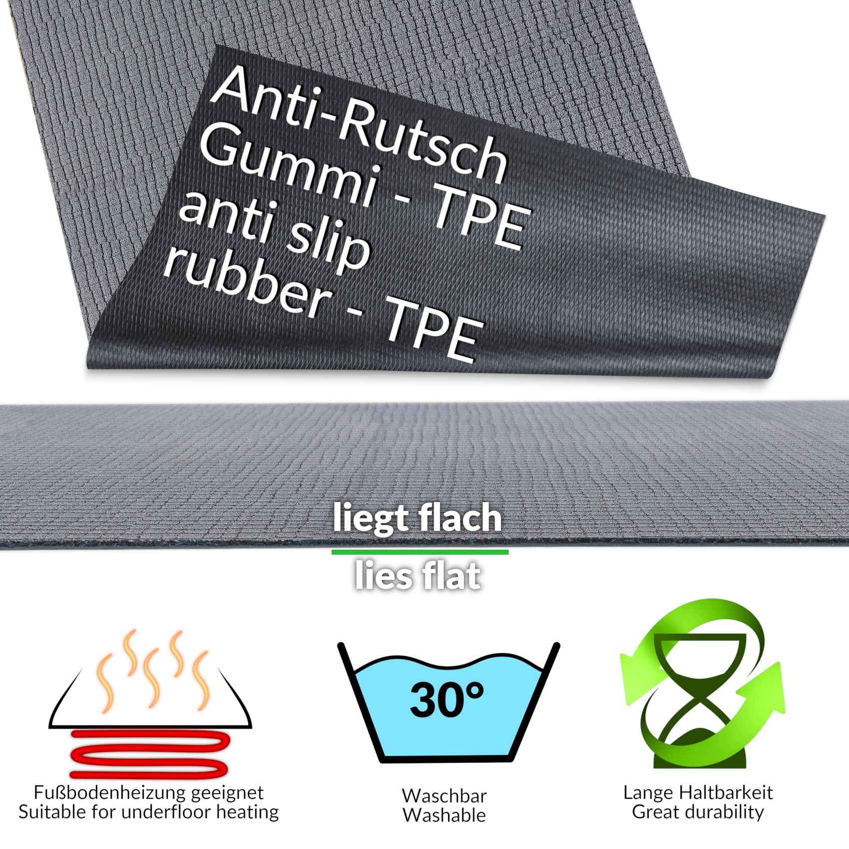 3429407_Product Teppichläufer Flurläufer Küchenläufer Velours Wilson Grau 65cm Breit