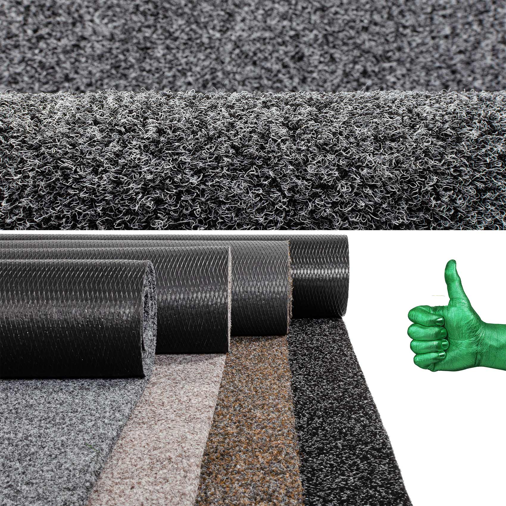 3430518_Product Sauberlaufmatte Schmutzfangmatte Teppichläufer Läufer Flur Innen Außen Eingang POET Breite 100cm Grau