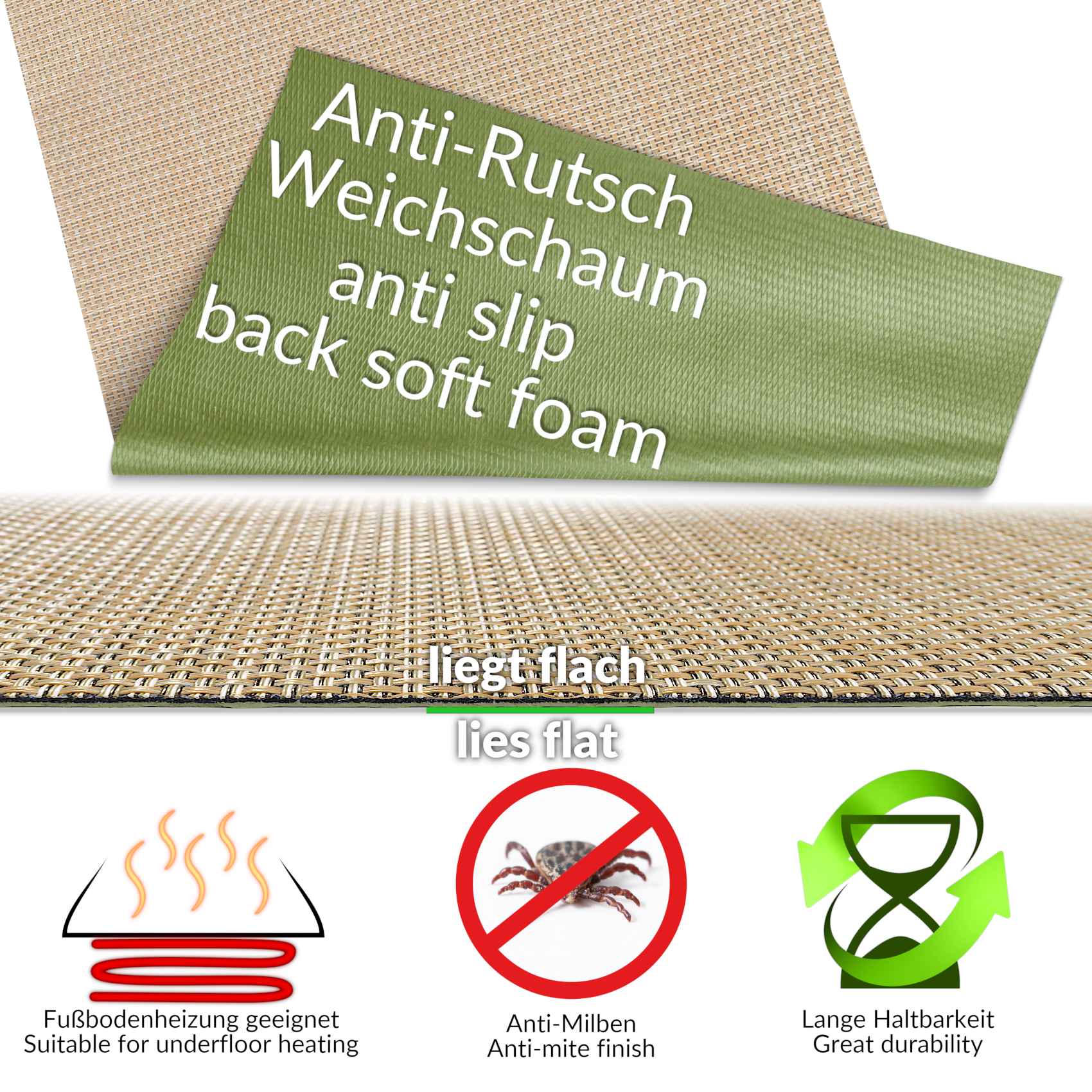 3431654_Product Outdoor- Indoorteppich Teppichläufer Küchenläufer Rattan Tatami Flecht Beige | 50cm Breit