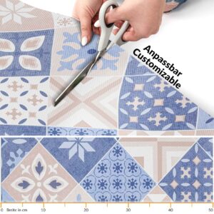 Küchenläufer Teppichläufer Mirza Barcellona Blau Läufer Flur abwaschbar | 48cm Breit