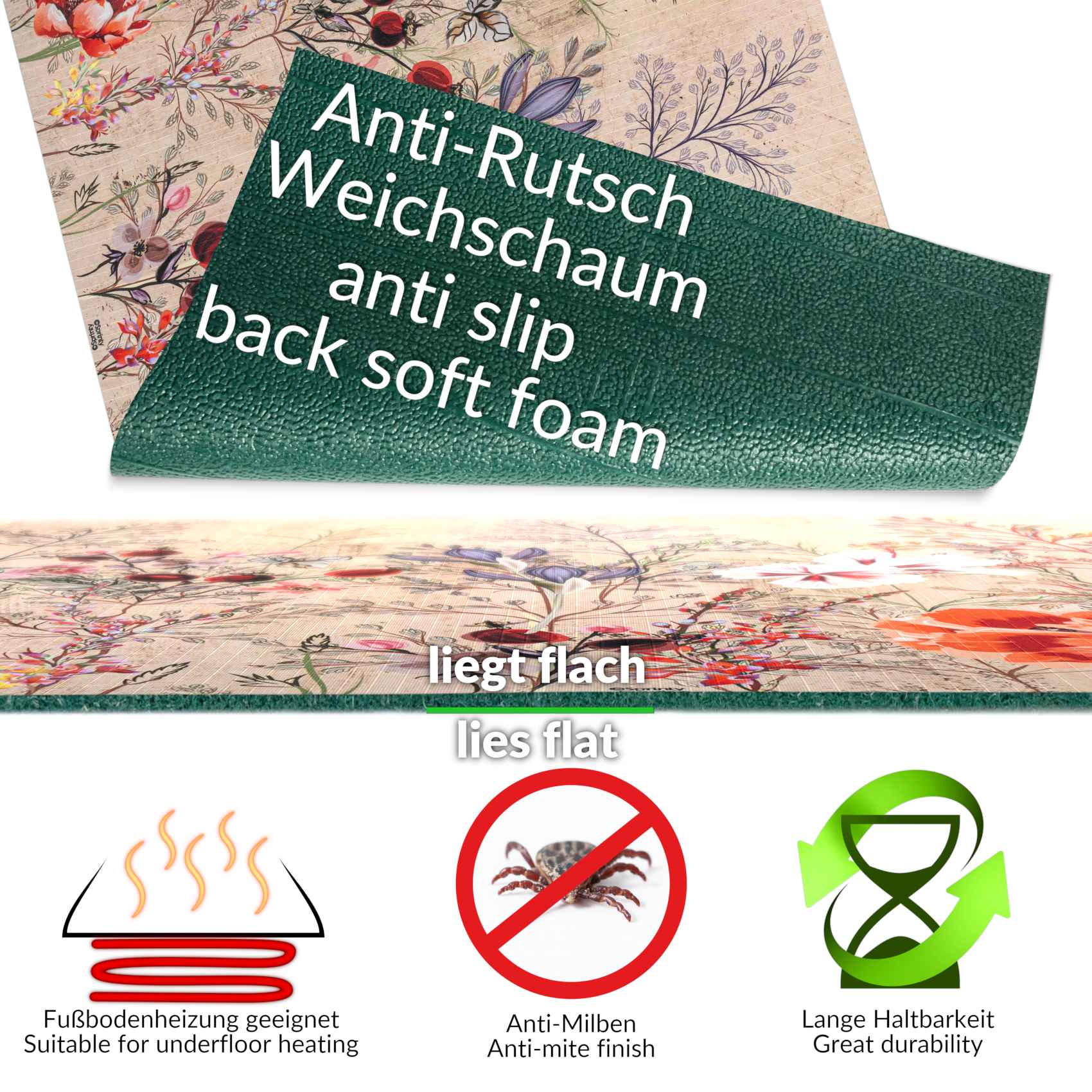 Küchenläufer Küchenteppich Läufer Flur Teppichläufer Sprinty Profumo Mehrfarbig 50cm Breit