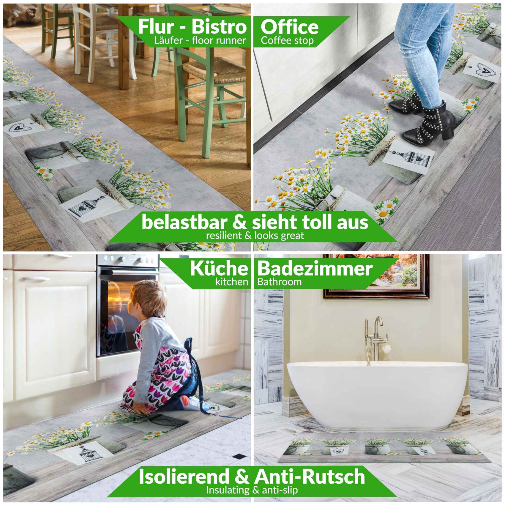 3431743_Product Küchenläufer Küchenteppich Läufer Flur Teppichläufer Sprinty Camomilla Grau 50cm Breit