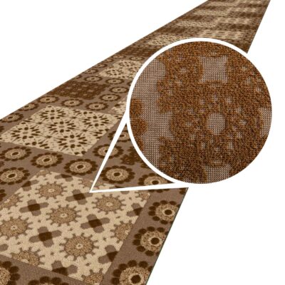 Teppichläufer Flurläufer Küchenläufer Velours waschbar rutschfest Sisi Bisquit Braun 50cm Breit