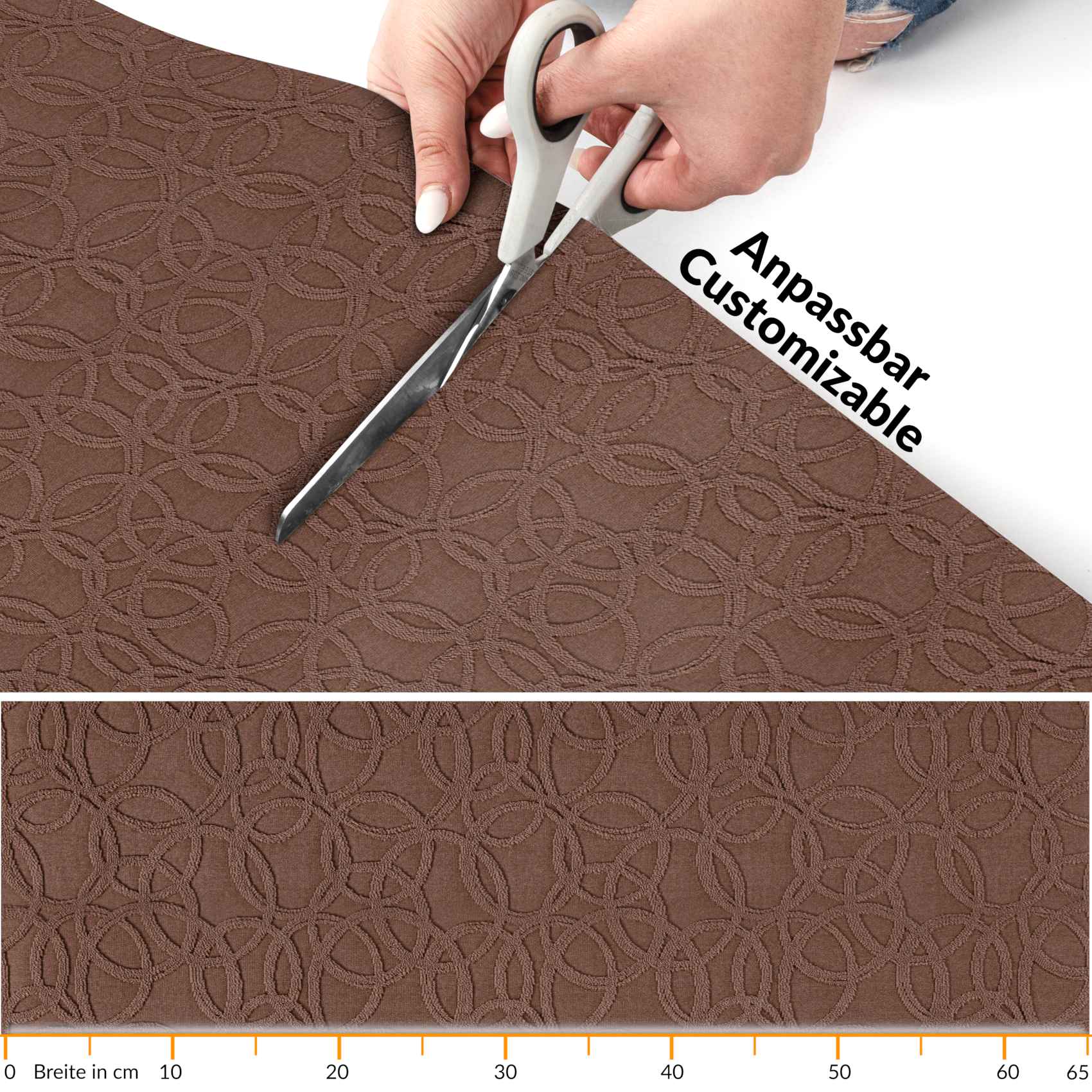 3431934_Product Teppichläufer Flurläufer Küchenläufer Velours waschbar rutschfest Sisi Optical Braun 65cm Breit