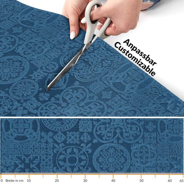 Teppichläufer Flurläufer Küchenläufer Velours Jacquard Teppich Sisi Raku Blau 65cm Breit – 100x67cm