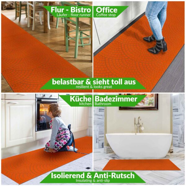 Teppichläufer Flur Läufer Küchenläufer Sauberlaufmatte Premium waschbar Davis Breite 67cm – Orange, 100x67cm