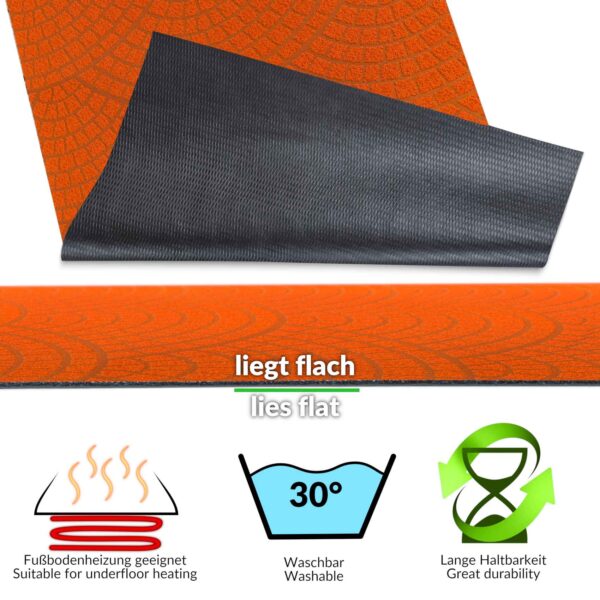 Teppichläufer Flur Läufer Küchenläufer Sauberlaufmatte Premium waschbar Davis Breite 67cm – Orange, 100x67cm