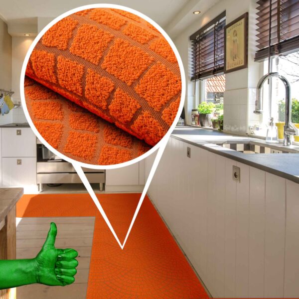Teppichläufer Flur Läufer Küchenläufer Sauberlaufmatte Premium waschbar Davis Breite 67cm – Orange, 100x67cm