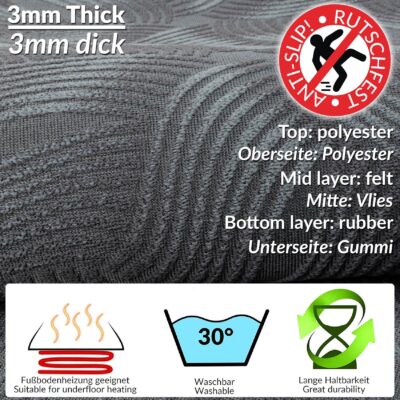 Teppich Läufer Veloursteppich Küchenteppich Küchenläufer Läufer Flur rutschfest Julianna