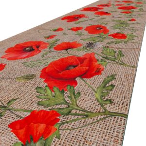 Küchenläufer Küchenteppich Läufer Flur Teppichläufer Sprinty Mohnblumen Jute 52cm Breite