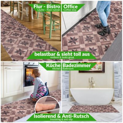 Küchenläufer Küchenteppich Läufer Flur Teppichläufer Parket Stern Karo