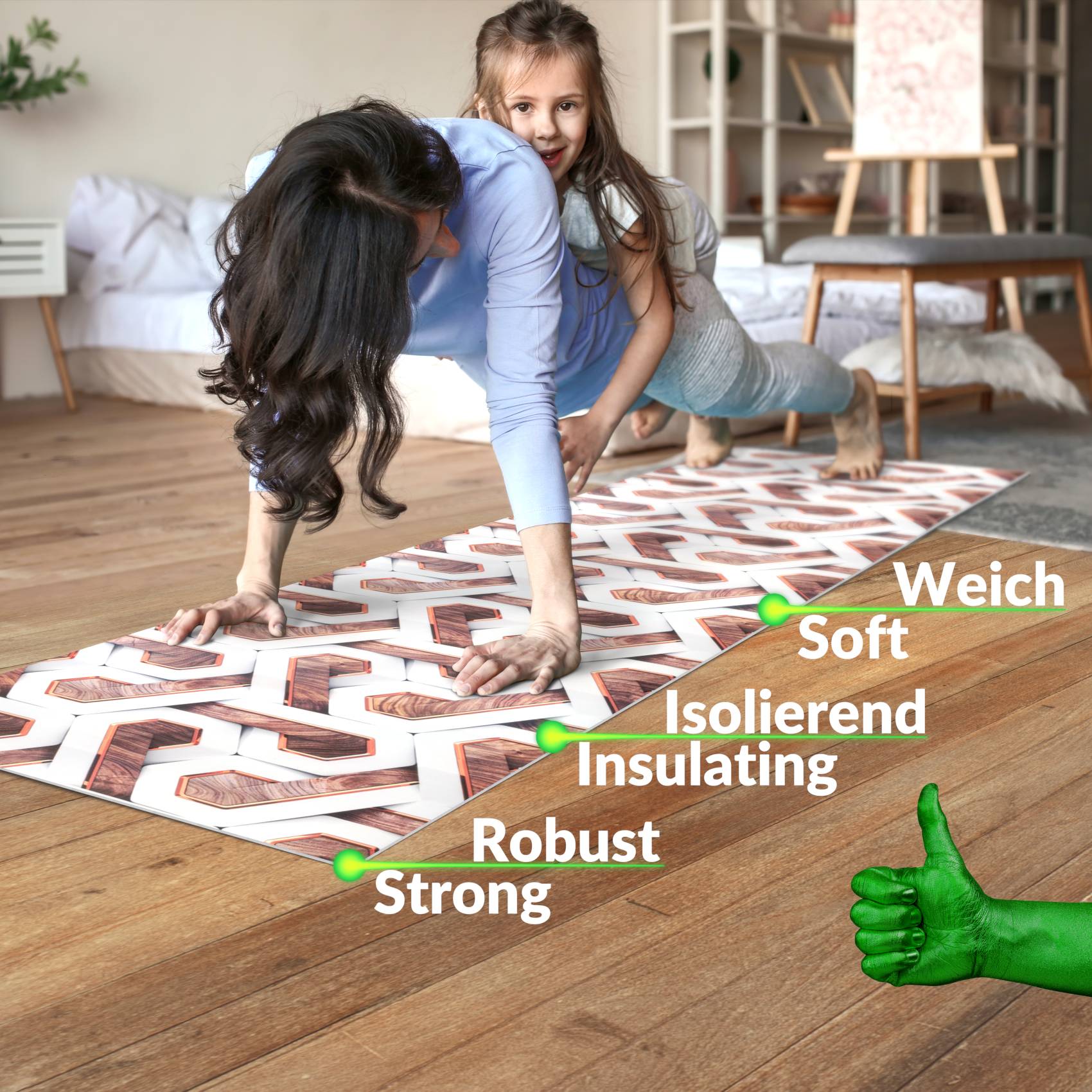 Küchenläufer Küchenteppich Läufer Flur Teppichläufer Motiv Parket 3D Illusion