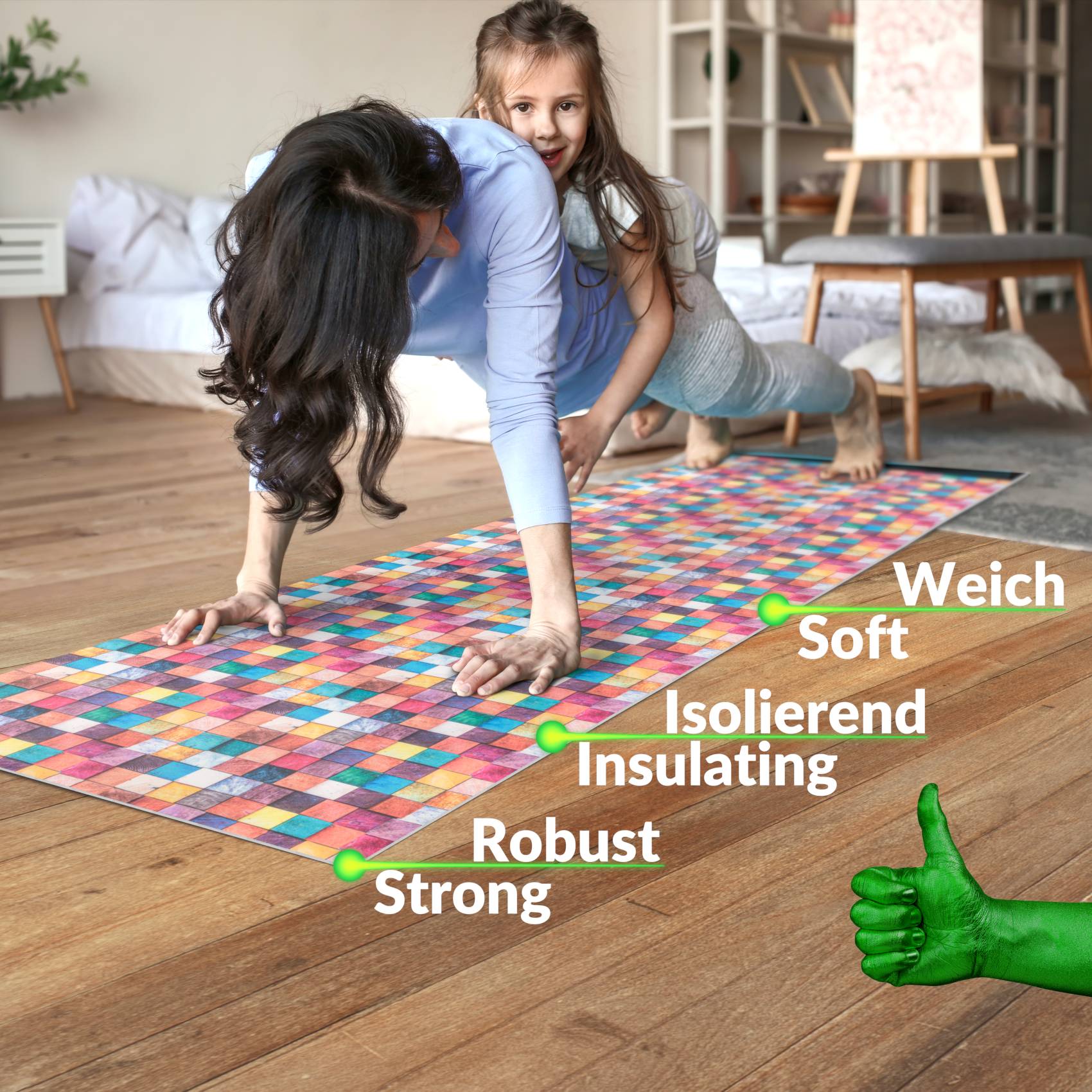 3448361_Product Küchenläufer Küchenteppich Läufer Flur Teppichläufer Mosaik Bunt