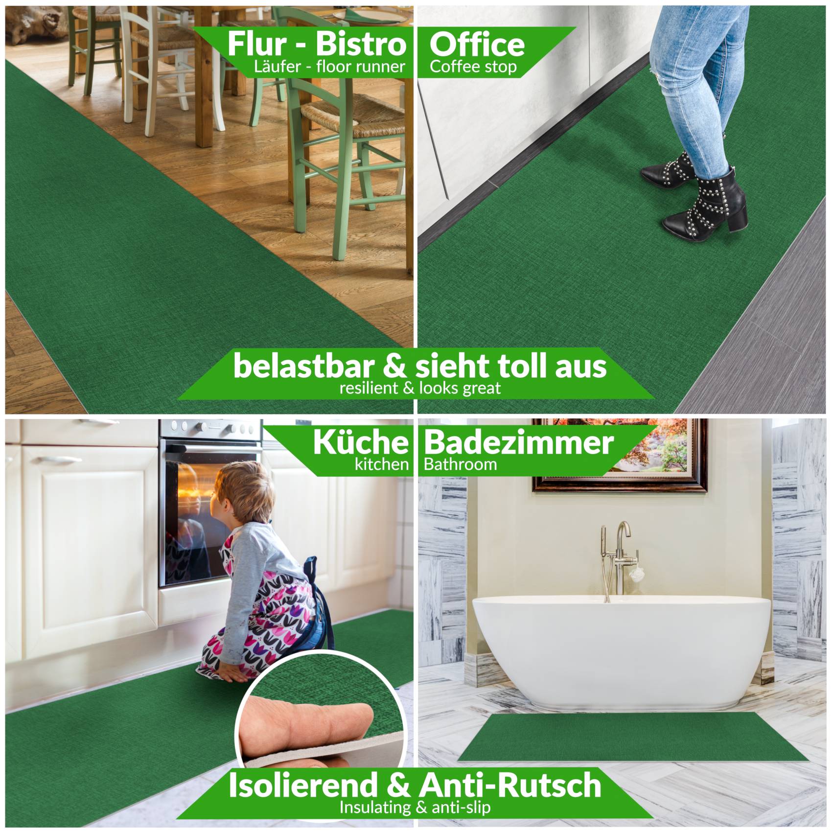 Küchenläufer Küchenteppich Läufer Flur Teppichläufer Uni Braun Breite 67cm in Meter