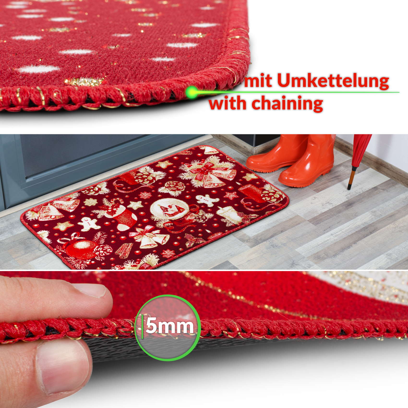 Fußmatte Weihnachtsteppich Weihnachts Türmatte 50×80 cm