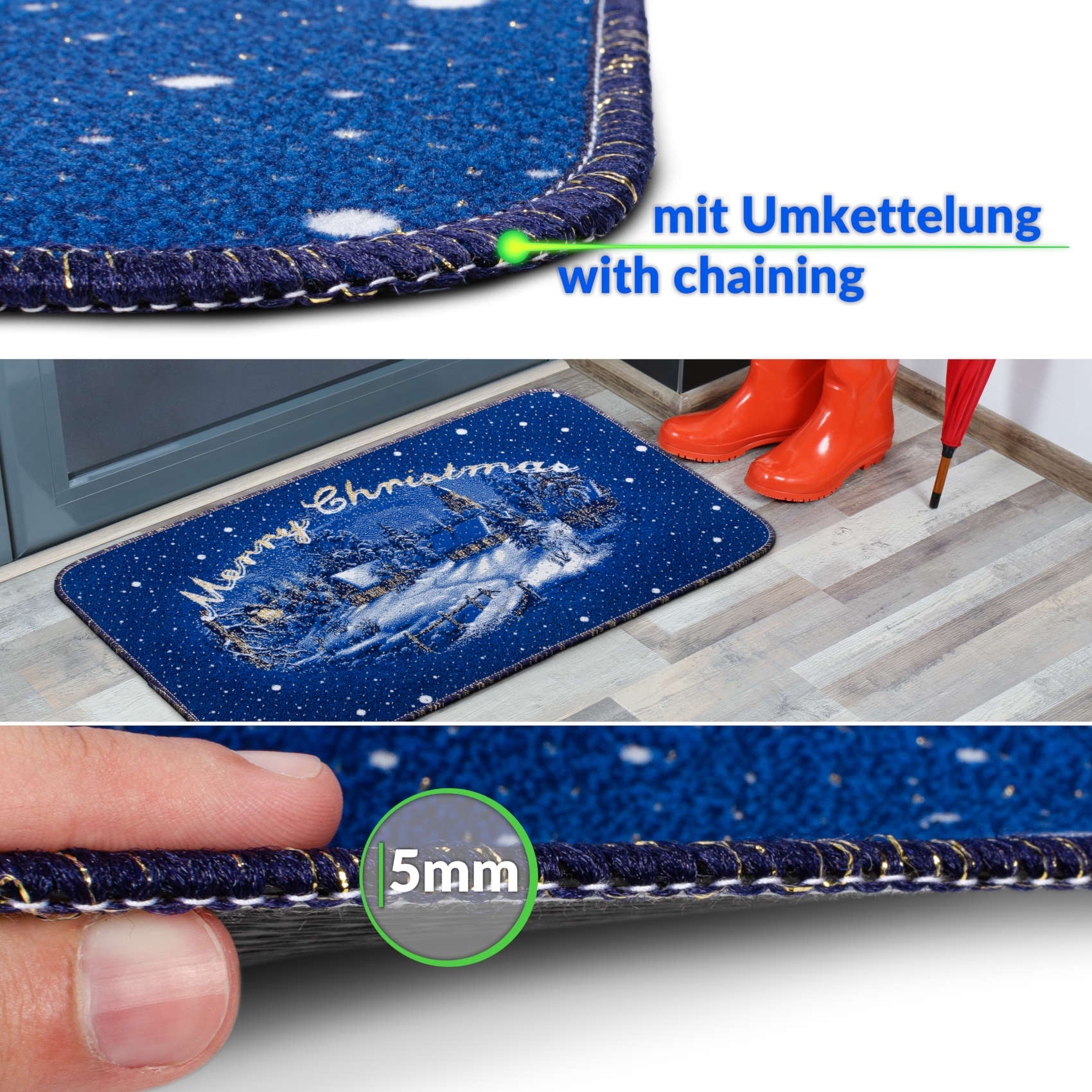 3452290_Product Fußmatte Weihnachtsteppich Weihnachts Türmatte 50×80 cm – Merry Christmas