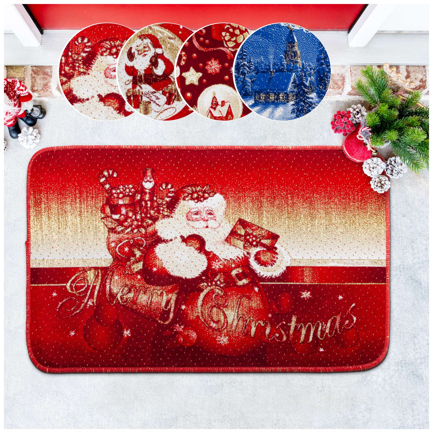 Fußmatte Weihnachtsteppich Weihnachts Türmatte 50x80 cm Weihnachtsmann