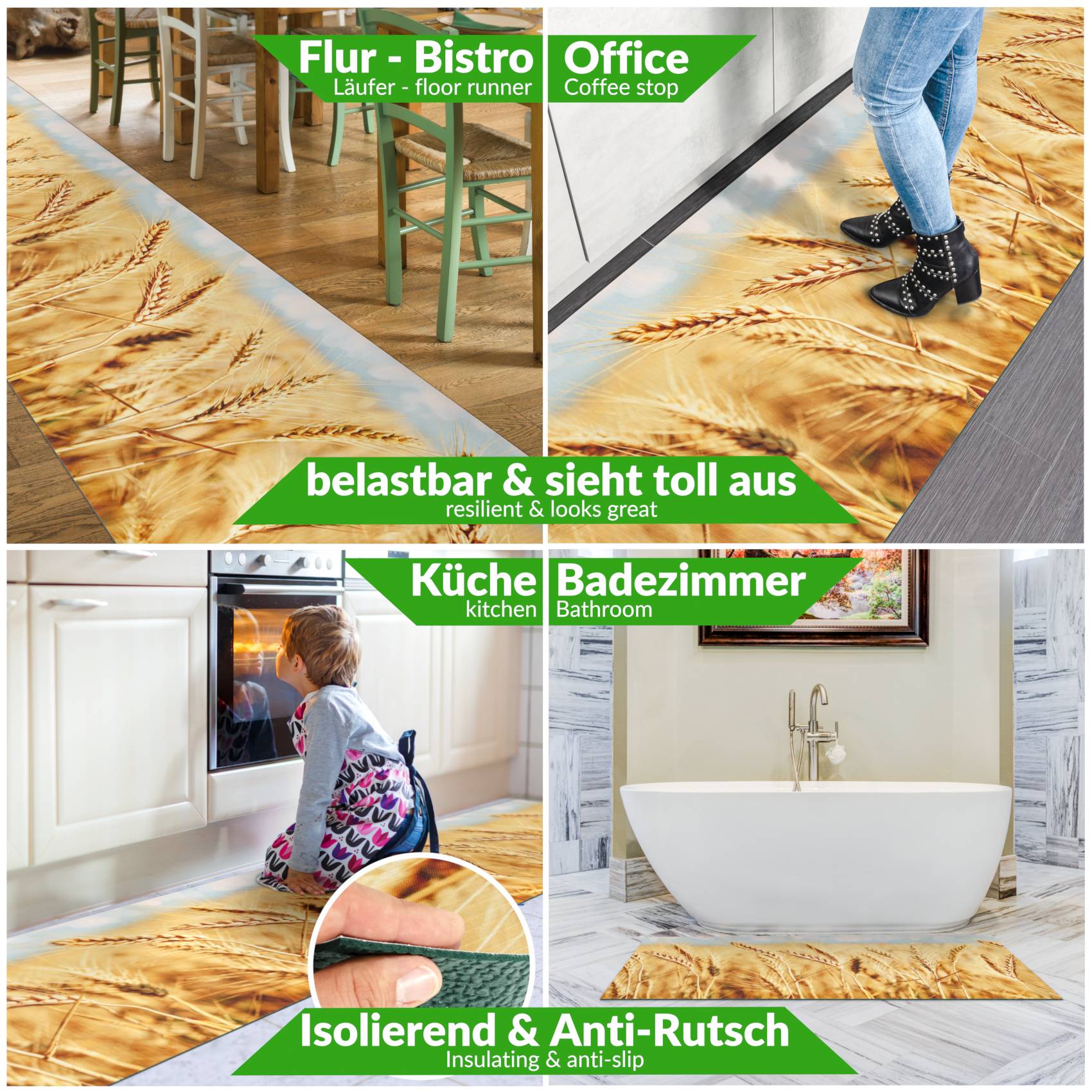 3452311_Product Küchenläufer Küchenteppich Läufer Flur Teppichläufer Sprinty Ähre 52cm Breite
