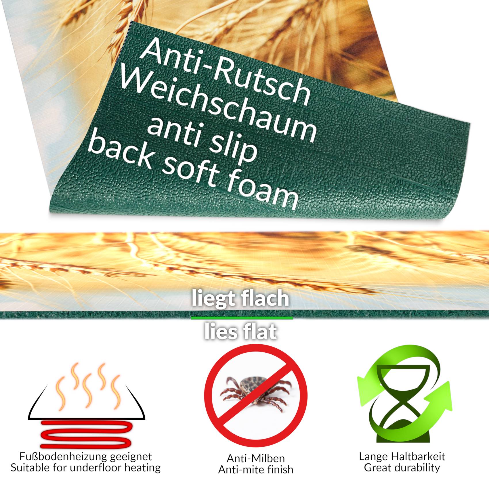 3452312_Product Küchenläufer Küchenteppich Läufer Flur Teppichläufer Sprinty Ähre 52cm Breite
