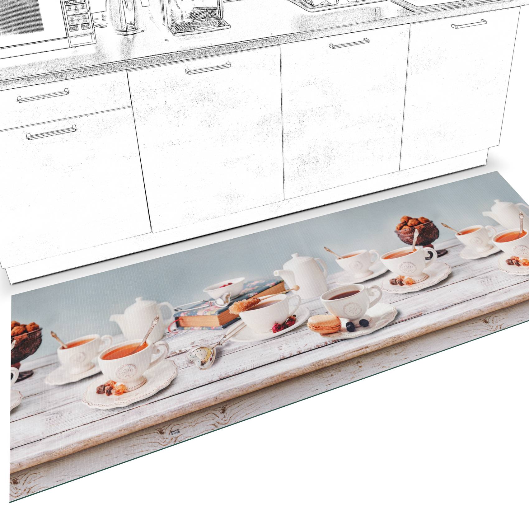 Küchenläufer Küchenteppich Läufer Flur Teppichläufer Sprinty Teezeit 52cm Breite