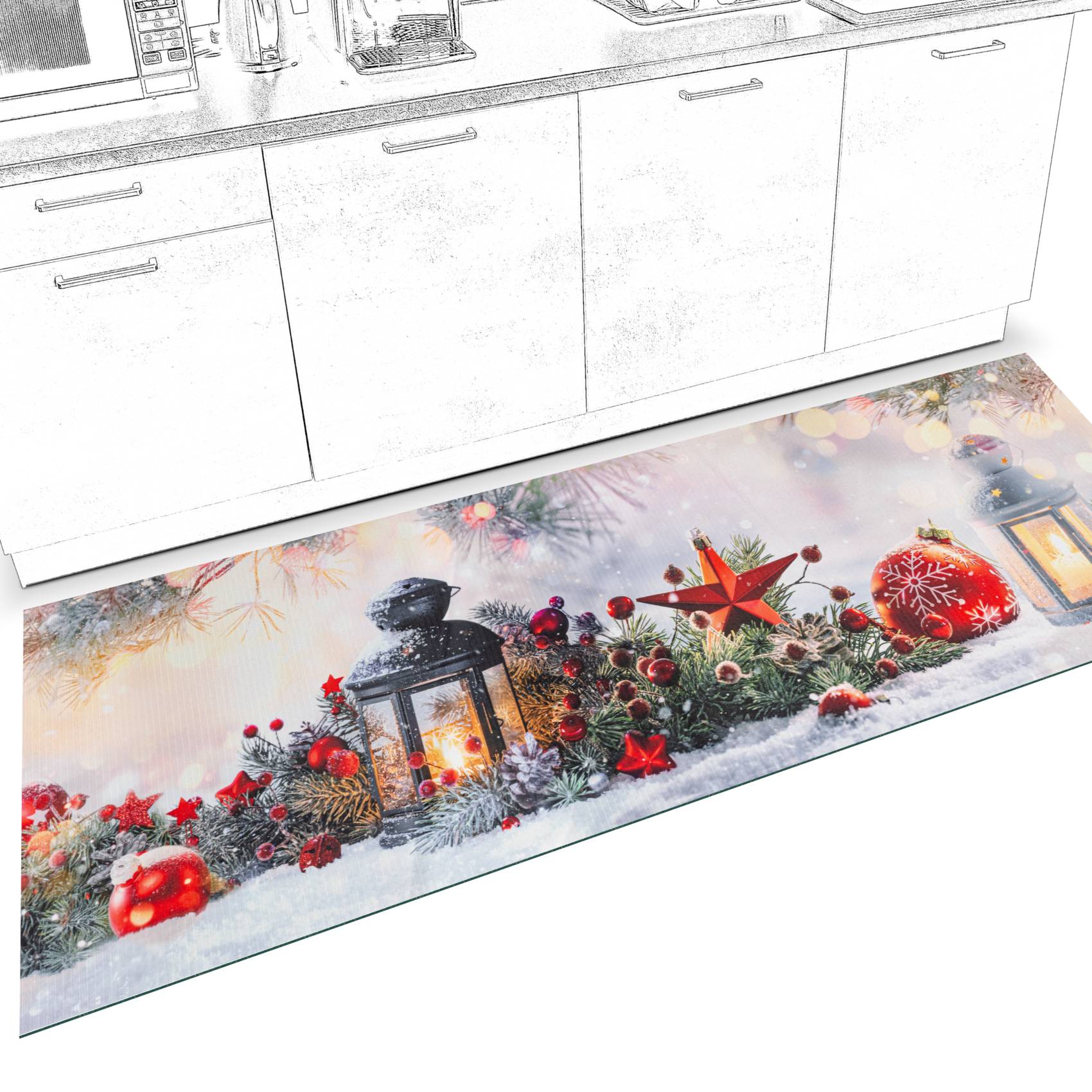 Küchenläufer Küchenteppich Läufer Flur Teppichläufer Sprinty Weihnachten 52cm Breite