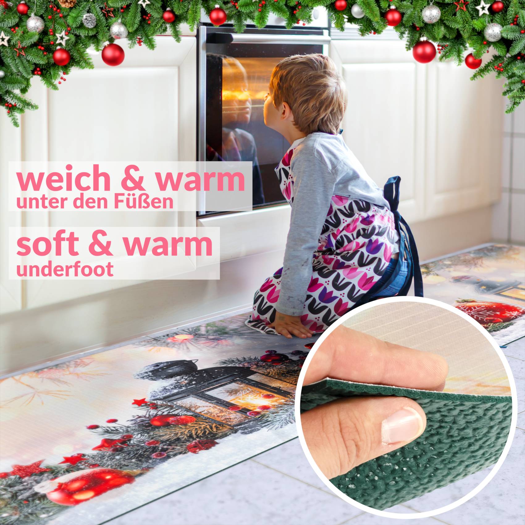 Küchenläufer Küchenteppich Läufer Flur Teppichläufer Sprinty Weihnachten 52cm Breite