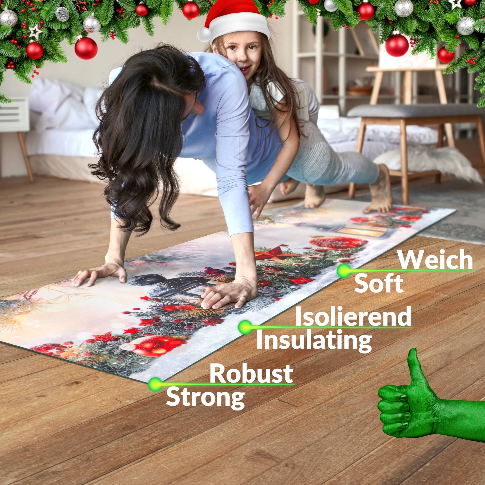 3452988_Product Küchenläufer Küchenteppich Läufer Flur Teppichläufer Sprinty Weihnachten 52cm Breite – 100x52cm