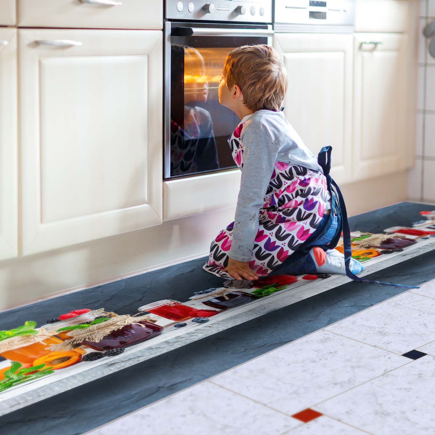 Küchenläufer Küchenteppich Läufer Flur Teppichläufer Skyline Blau 50cm Breit