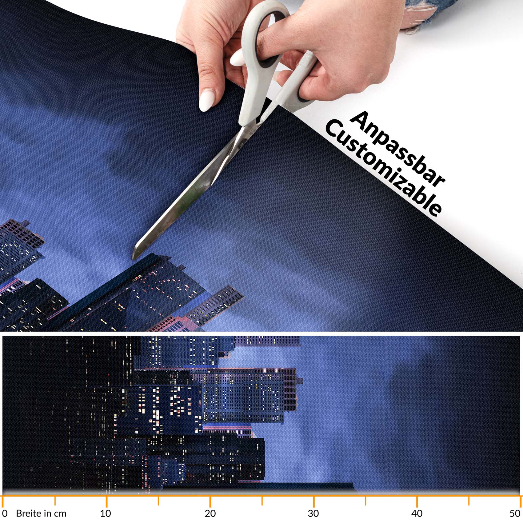 Küchenläufer Küchenteppich Läufer Flur Teppichläufer Skyline Blau 50cm Breit