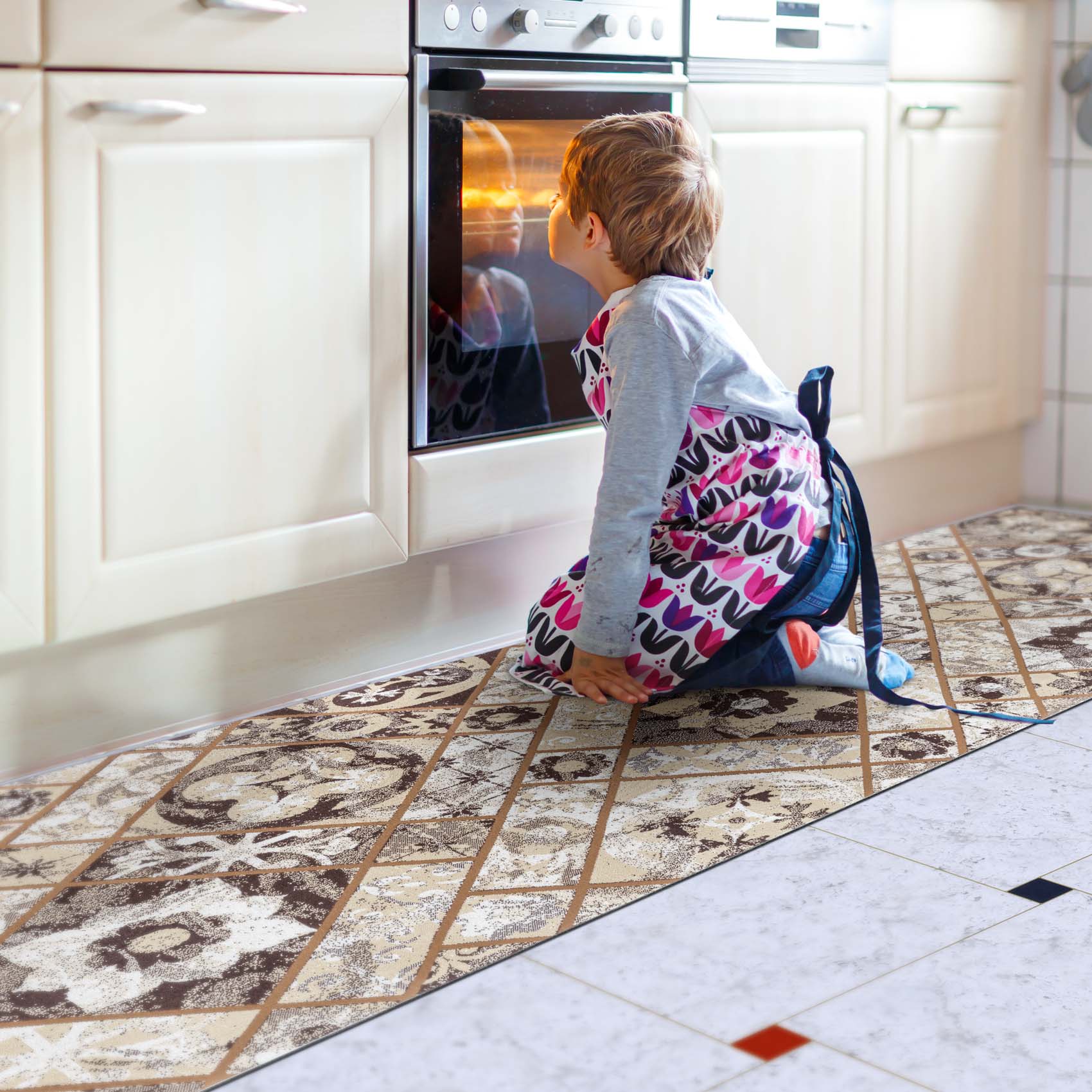 Teppichläufer Velours Küchenläufer Veloursteppich Ornament Braun 65cm Breit