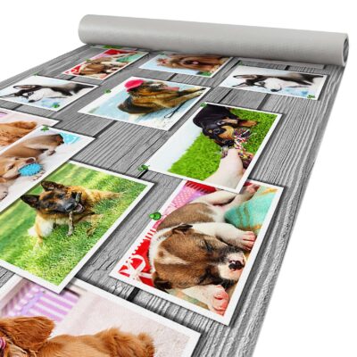 Küchenläufer Küchenteppich Läufer Flur Teppichläufer Hundemotiv Mehrfarbig 80cm Breit